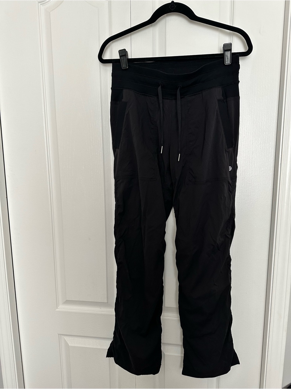 lululemon athletica Black Track Pants with Drawstring Waist in size 6R.